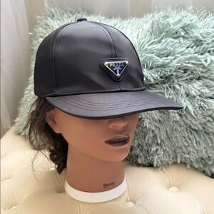Prada Men's Black Cap with Logo